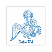 Sitting Mermaid Blue Zelfinktende Stempel (Design)