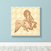 Sitting Mermaid Canvas Afdruk (Insitu (Houten vloer))