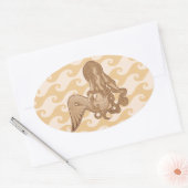 Sitting Mermaid Ovale Sticker (Envelop)