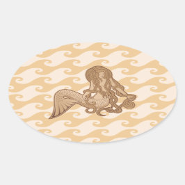 Sitting Mermaid Ovale Sticker