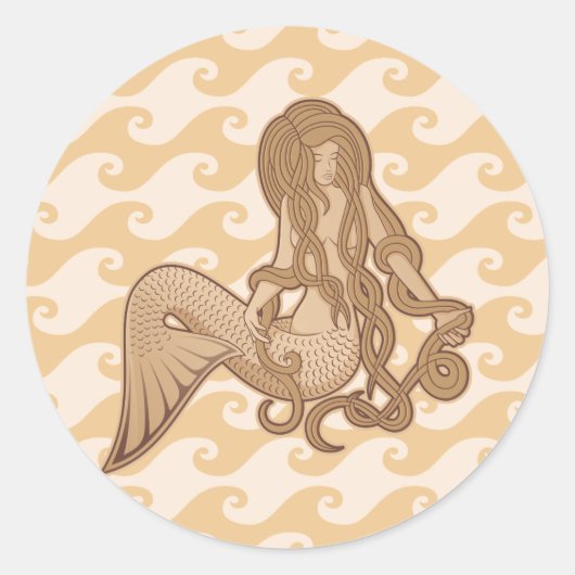 Sitting Mermaid Ronde Sticker (Voorkant)
