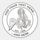 Sitting Mermaid Ronde Sticker (Voorkant)