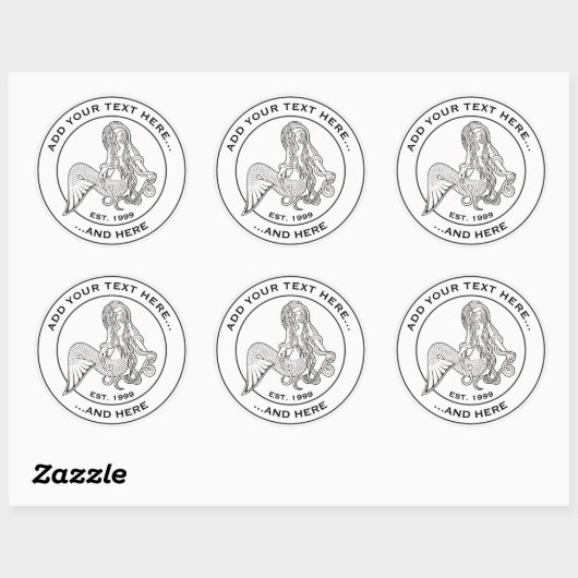 Sitting Mermaid Ronde Sticker (Vel)