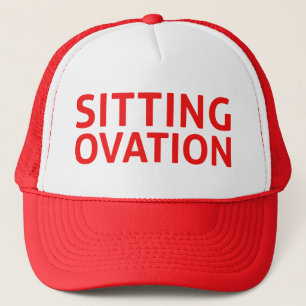 SITTING OVATION grappige slogan trucker hat in red Trucker Pet