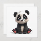 Sitting Panda Bear Cartoon Illustration Art Card (Voorkant / Achterkant)
