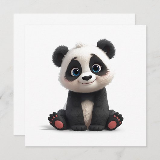 Sitting Panda Bear Cartoon Illustration Art Card (Voorkant / Achterkant)