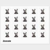Sitting Panda Bear Cartoon Illustration Art Card Vierkante Sticker (Vel)