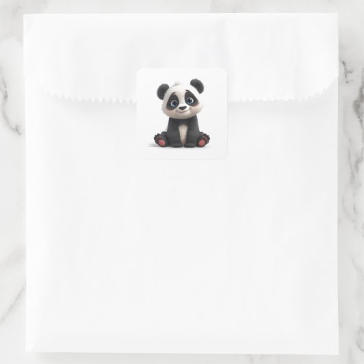 Sitting Panda Bear Cartoon Illustration Art Card Vierkante Sticker (Tas)