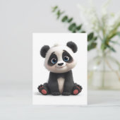 Sitting Panda Bear Cartoon Illustration Art Feestdagenkaart (Staand voorkant)