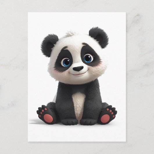 Sitting Panda Bear Cartoon Illustration Art Feestdagenkaart (Voorkant)