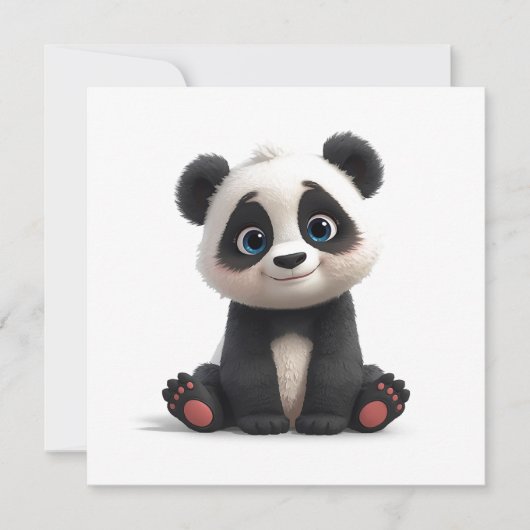 Sitting Panda Bear Cartoon Illustration Art Feestdagenkaart (Voorkant)