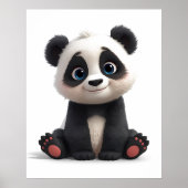 Sitting Panda Bear Cartoon Illustration Art Poster (Voorkant)