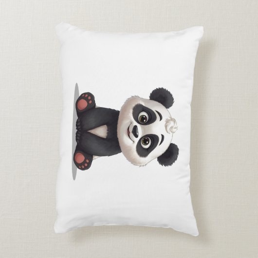 Sitting Panda Bear Cartoon Illustration Artwork Accent Kussen (Achterkant (Verticaal))