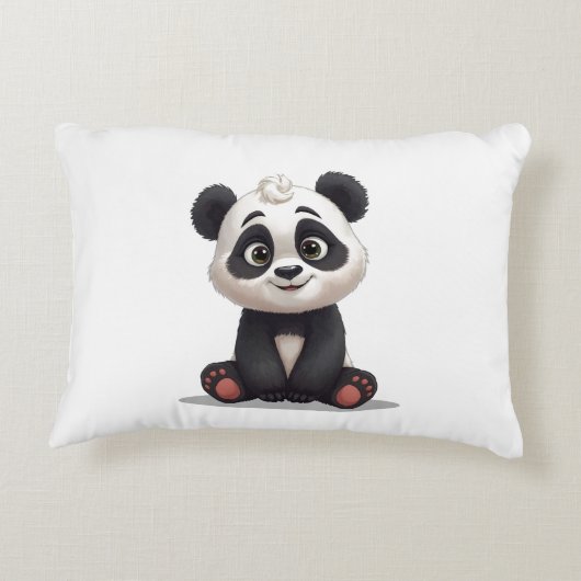 Sitting Panda Bear Cartoon Illustration Artwork Accent Kussen (Achterkant)