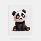 Sitting Panda Bear Cartoon Illustration Artwork Acryl Bord (Voorkant)
