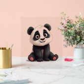 Sitting Panda Bear Cartoon Illustration Artwork Acryl Bord (Huwelijk)