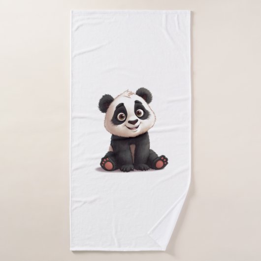 Sitting Panda Bear Cartoon Illustration Artwork Badhanddoek (Badhanddoek)