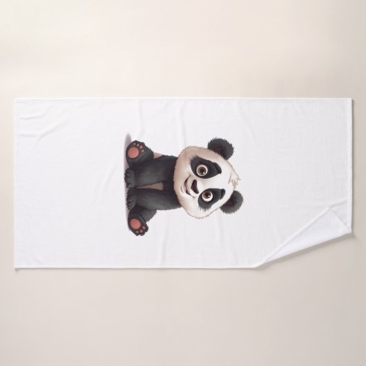 Sitting Panda Bear Cartoon Illustration Artwork Badhanddoek (Badhanddoek)