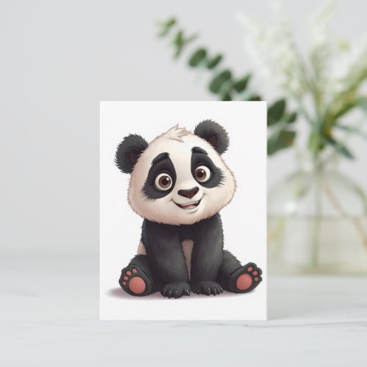 Sitting Panda Bear Cartoon Illustration Artwork Briefkaart (Staand voorkant)