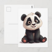 Sitting Panda Bear Cartoon Illustration Artwork Briefkaart (Voorkant / Achterkant)