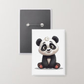 Sitting Panda Bear Cartoon Illustration Artwork Button (Voorkant / Achterkant)