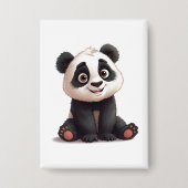 Sitting Panda Bear Cartoon Illustration Artwork Button (Voorkant)