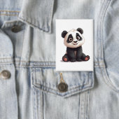 Sitting Panda Bear Cartoon Illustration Artwork Button (Insitu)