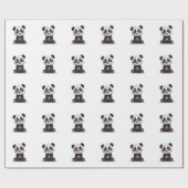 Sitting Panda Bear Cartoon Illustration Artwork Cadeaupapier (Vlak)