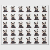 Sitting Panda Bear Cartoon Illustration Artwork Cadeaupapier (Vlak)