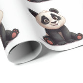 Sitting Panda Bear Cartoon Illustration Artwork Cadeaupapier (Rol Hoek)