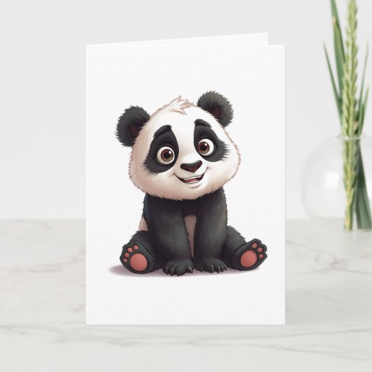 Sitting Panda Bear Cartoon Illustration Artwork Feestdagen Kaart (Voorkant)