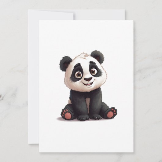 Sitting Panda Bear Cartoon Illustration Artwork Feestdagenkaart (Voorkant)