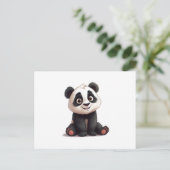 Sitting Panda Bear Cartoon Illustration Artwork Feestdagenkaart (Staand voorkant)