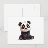 Sitting Panda Bear Cartoon Illustration Artwork Feestdagenkaart (Voorkant / Achterkant)