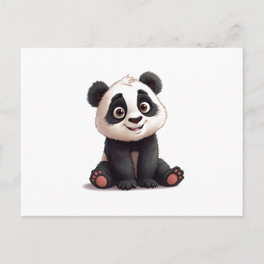 Sitting Panda Bear Cartoon Illustration Artwork Feestdagenkaart (Voorkant)