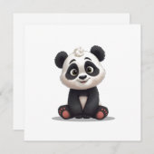 Sitting Panda Bear Cartoon Illustration Artwork Feestdagenkaart (Voorkant / Achterkant)