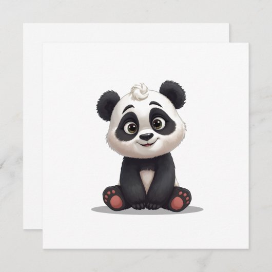 Sitting Panda Bear Cartoon Illustration Artwork Feestdagenkaart (Voorkant / Achterkant)