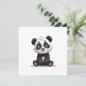 Sitting Panda Bear Cartoon Illustration Artwork Feestdagenkaart (Staand voorkant)