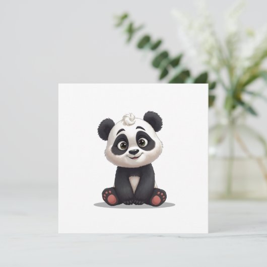 Sitting Panda Bear Cartoon Illustration Artwork Feestdagenkaart (Staand voorkant)