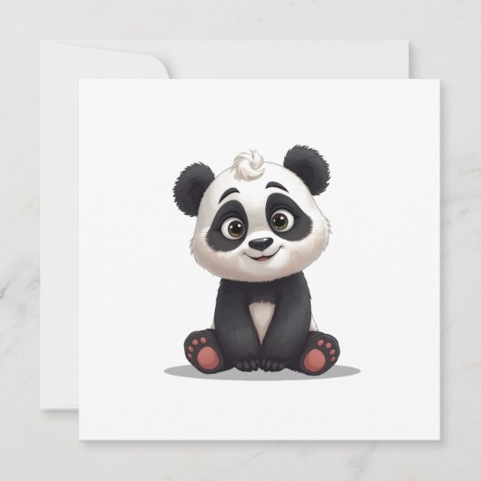 Sitting Panda Bear Cartoon Illustration Artwork Feestdagenkaart (Voorkant)