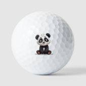 Sitting Panda Bear Cartoon Illustration Artwork Golfballen (Voorkant)