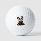 Sitting Panda Bear Cartoon Illustration Artwork Golfballen (Voorkant)