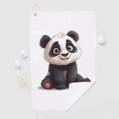 Sitting Panda Bear Cartoon Illustration Artwork Golfhanddoek (Insitu)