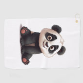 Sitting Panda Bear Cartoon Illustration Artwork Golfhanddoek (Horizontaal)