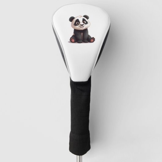 Sitting Panda Bear Cartoon Illustration Artwork Golfheadcover (Voorkant)