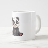 Sitting Panda Bear Cartoon Illustration Artwork Grote Koffiekop (Voorkant rechts)