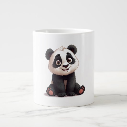 Sitting Panda Bear Cartoon Illustration Artwork Grote Koffiekop (Voorkant)