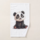 Sitting Panda Bear Cartoon Illustration Artwork Handdoek (Handdoek)