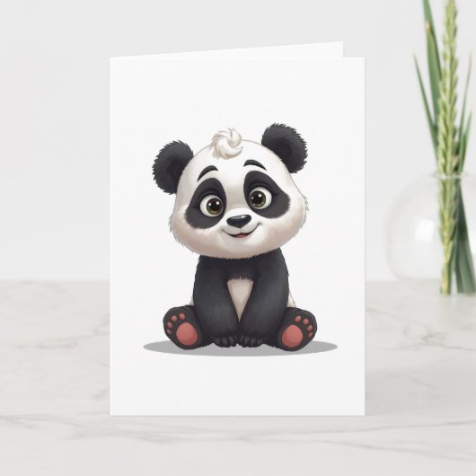 Sitting Panda Bear Cartoon Illustration Artwork Kaart (Voorkant)