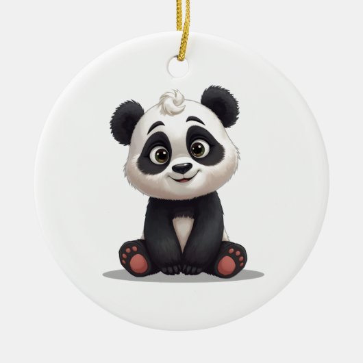 Sitting Panda Bear Cartoon Illustration Artwork Keramisch Ornament (Voorkant)